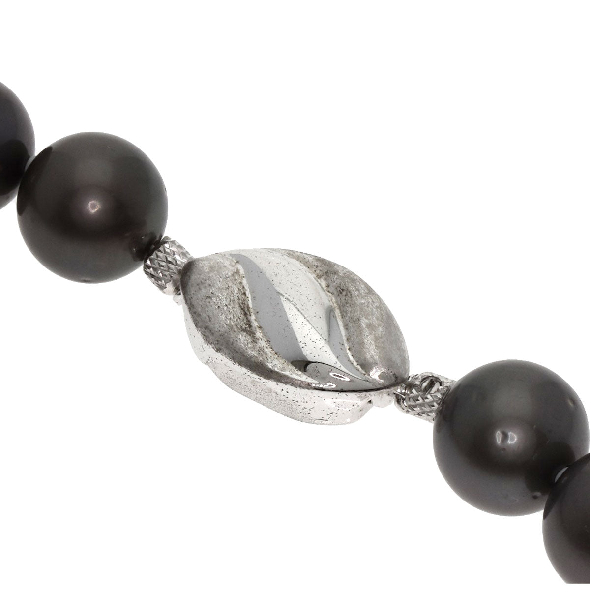 Black pearl pearl Necklace Silver 94.3g　Ladies