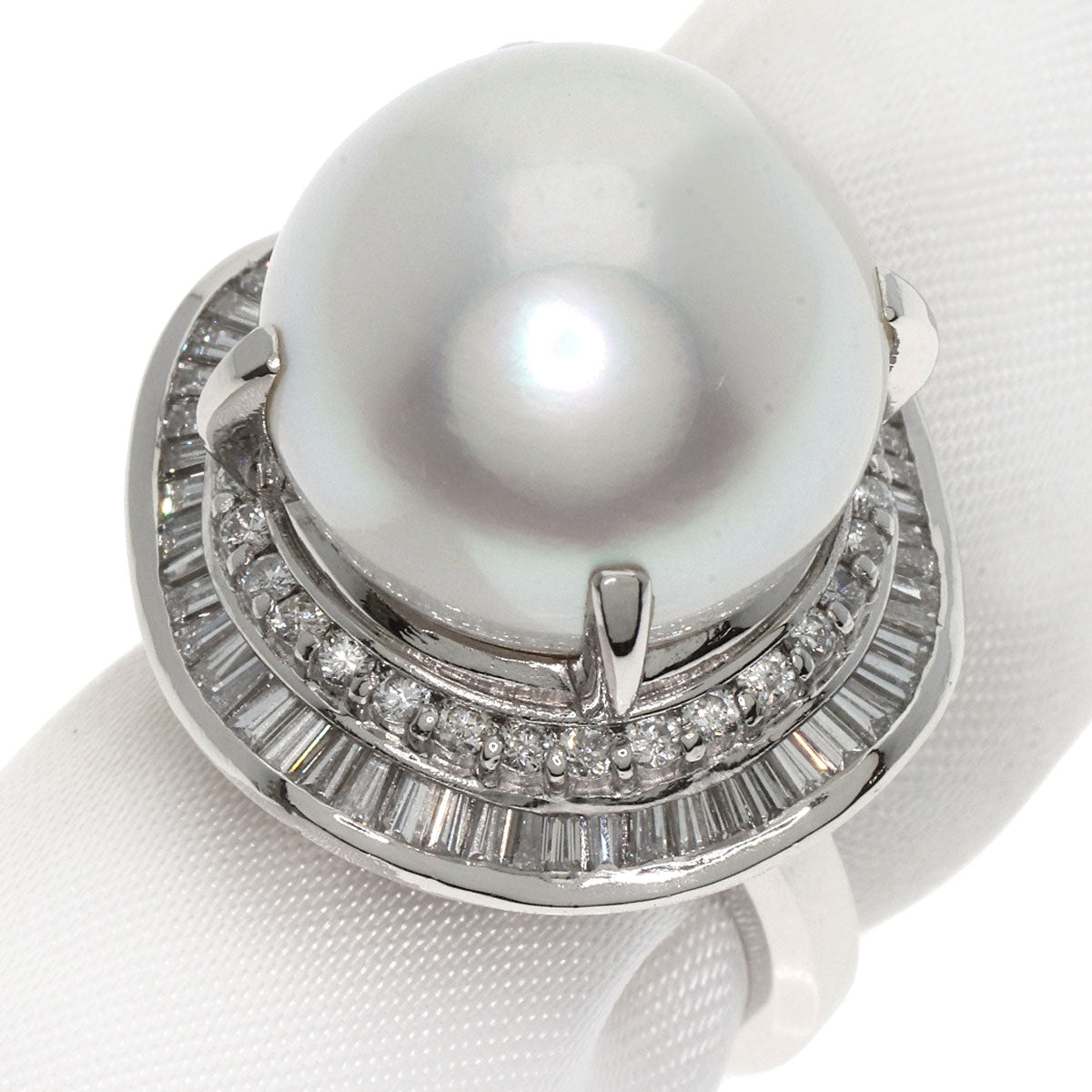 0.98ct Pearl Pearl Diamond Ring Platinum PT900 21.2g　Ladies