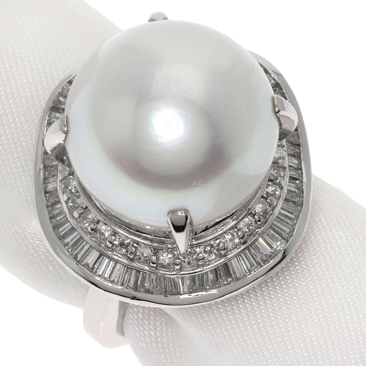 0.98ct Pearl Pearl Diamond Ring Platinum PT900 21.2g　Ladies