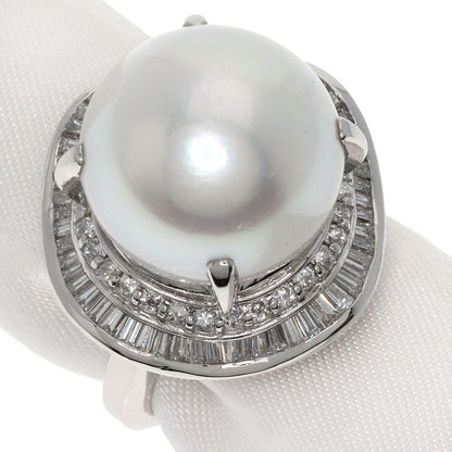 0.98ct Pearl Pearl Diamond Ring Platinum PT900 21.2g　Ladies
