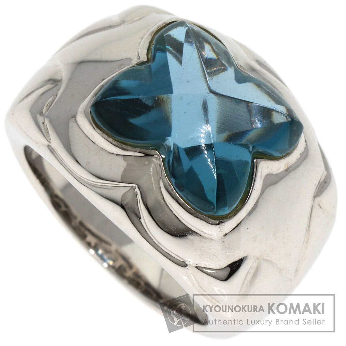 Blue Topaz Diamond Ring K18 White Gold 11.6g　Ladies