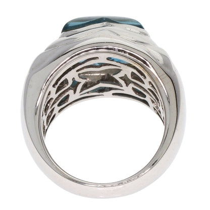 Blue Topaz Diamond Ring K18 White Gold 11.6g　Ladies