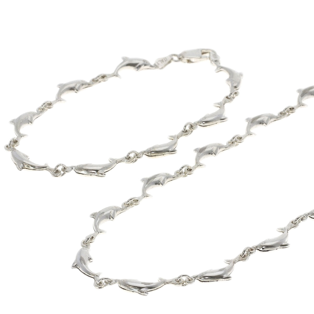 Dolphin motif necklace and bracelet set Necklace Silver g　Ladies