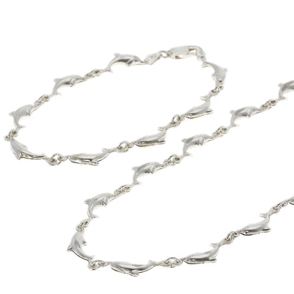 Dolphin motif necklace and bracelet set Necklace Silver g　Ladies