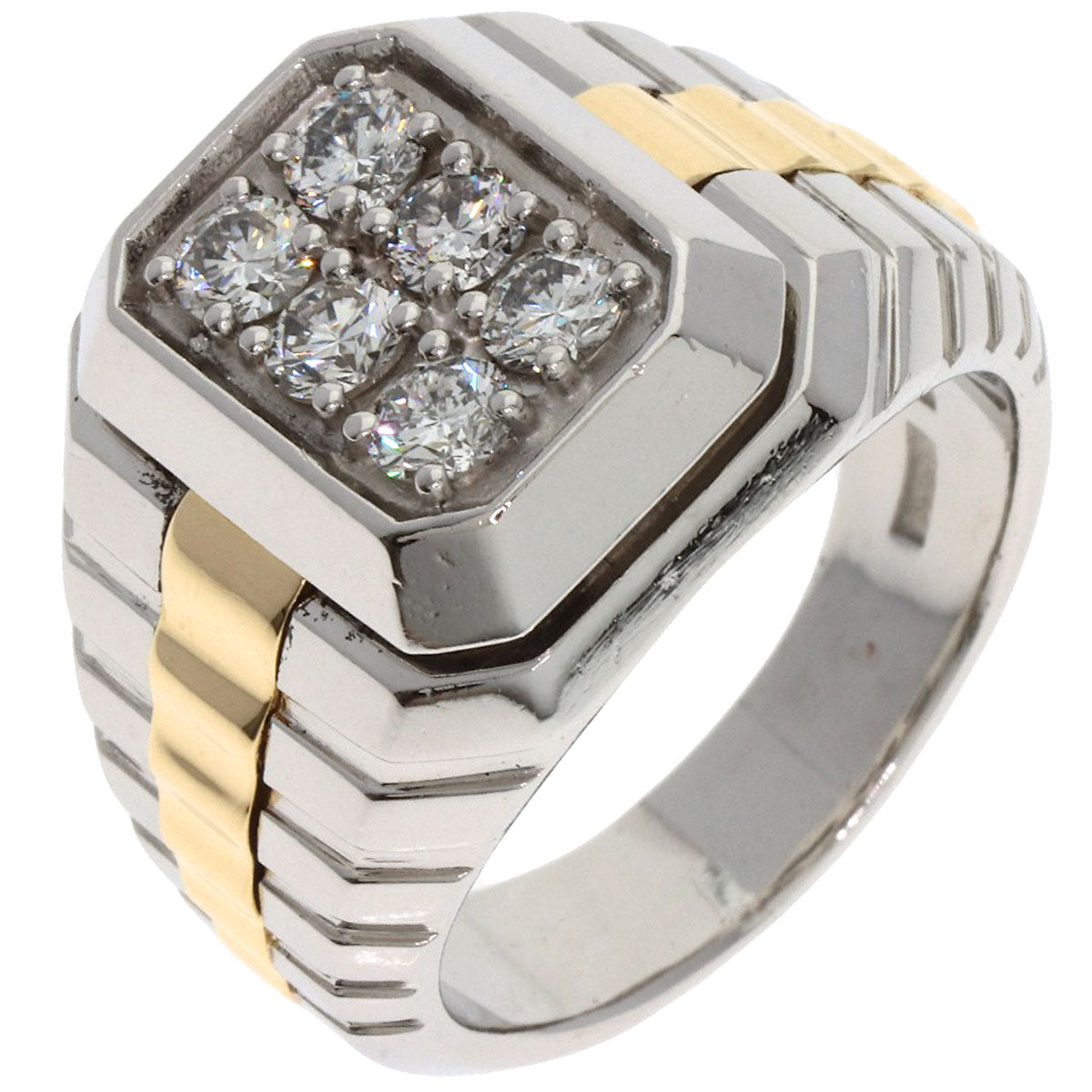 1.13ct Diamond Ring Platinum PT900 18K Yellow Gold 30.2g�@Ladies