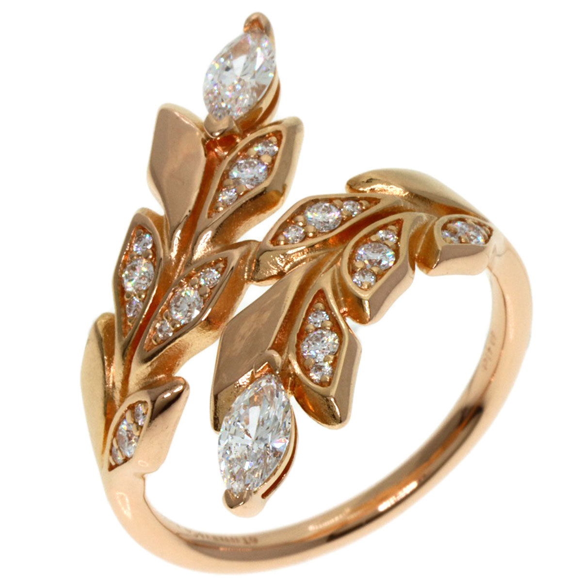 TIFFANY&Co. Victoria Vine Bypass Diamond Ring K18 Pink Gold Ladies [Used]