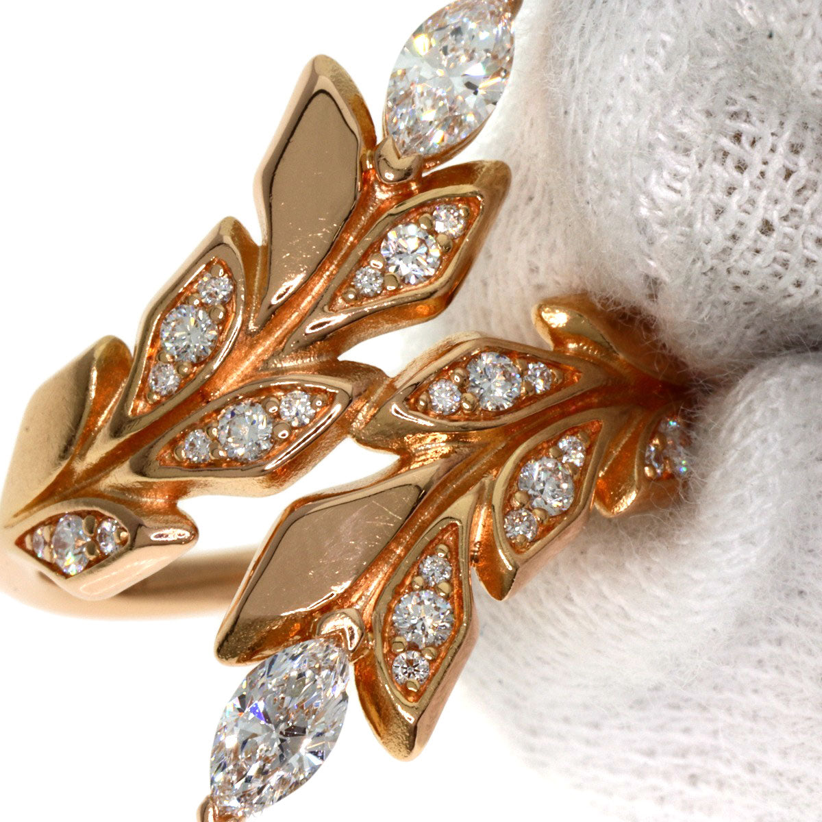 TIFFANY&Co. Victoria Vine Bypass Diamond Ring K18 Pink Gold Ladies [Used]