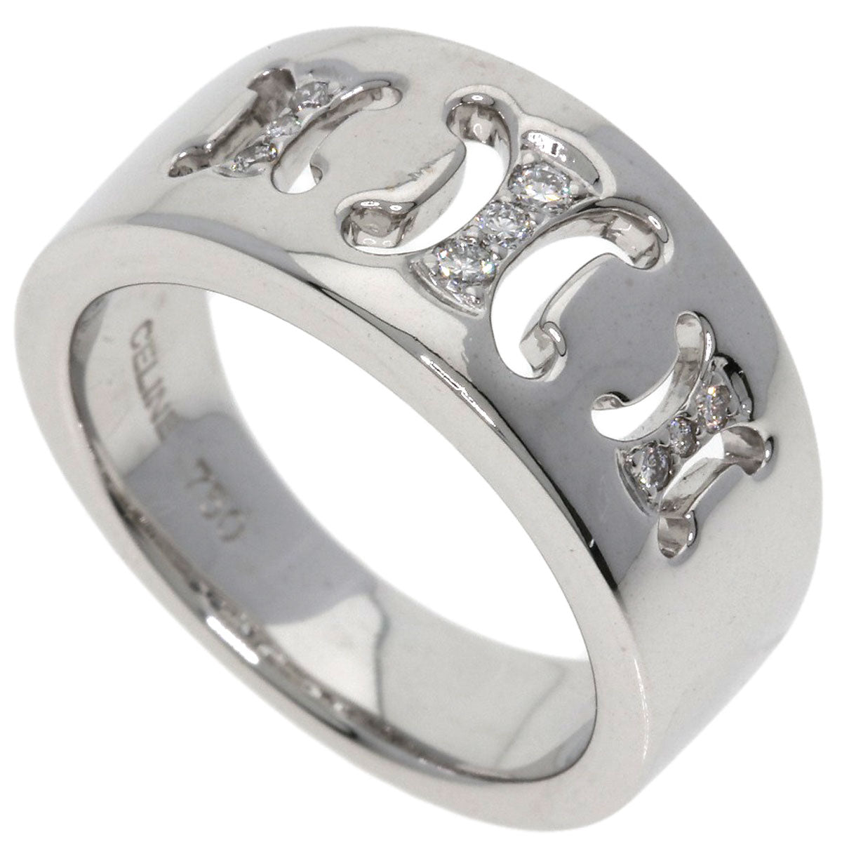 CELINE Triomphe Diamond Ring K18 White Gold Ladies [Used]