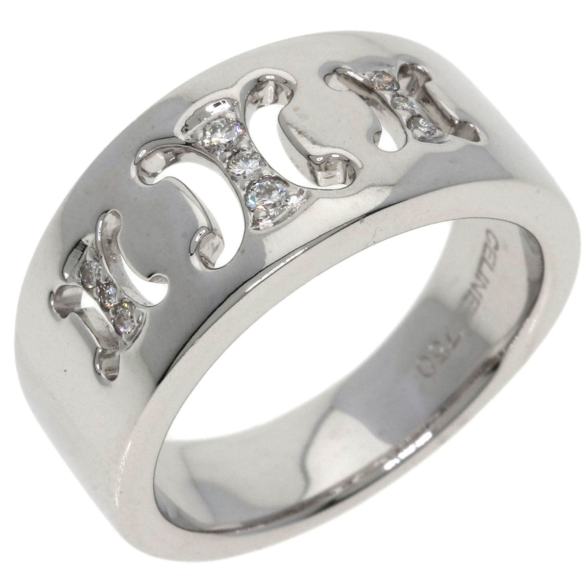 CELINE Triomphe Diamond Ring K18 White Gold Ladies [Used]