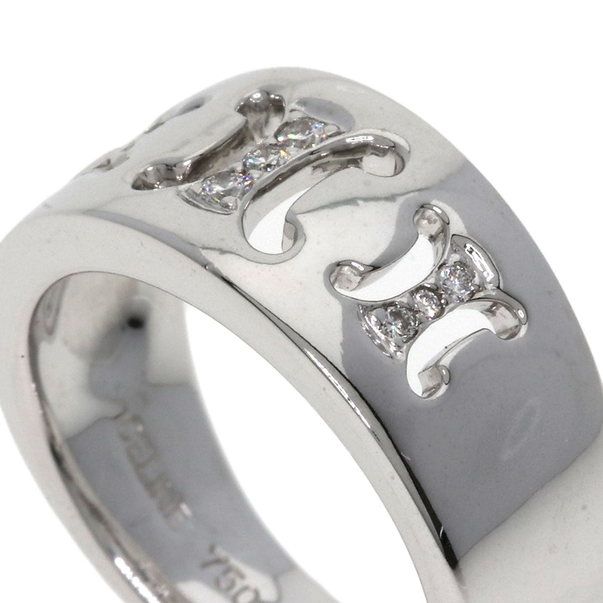CELINE Triomphe Diamond Ring K18 White Gold Ladies [Used]