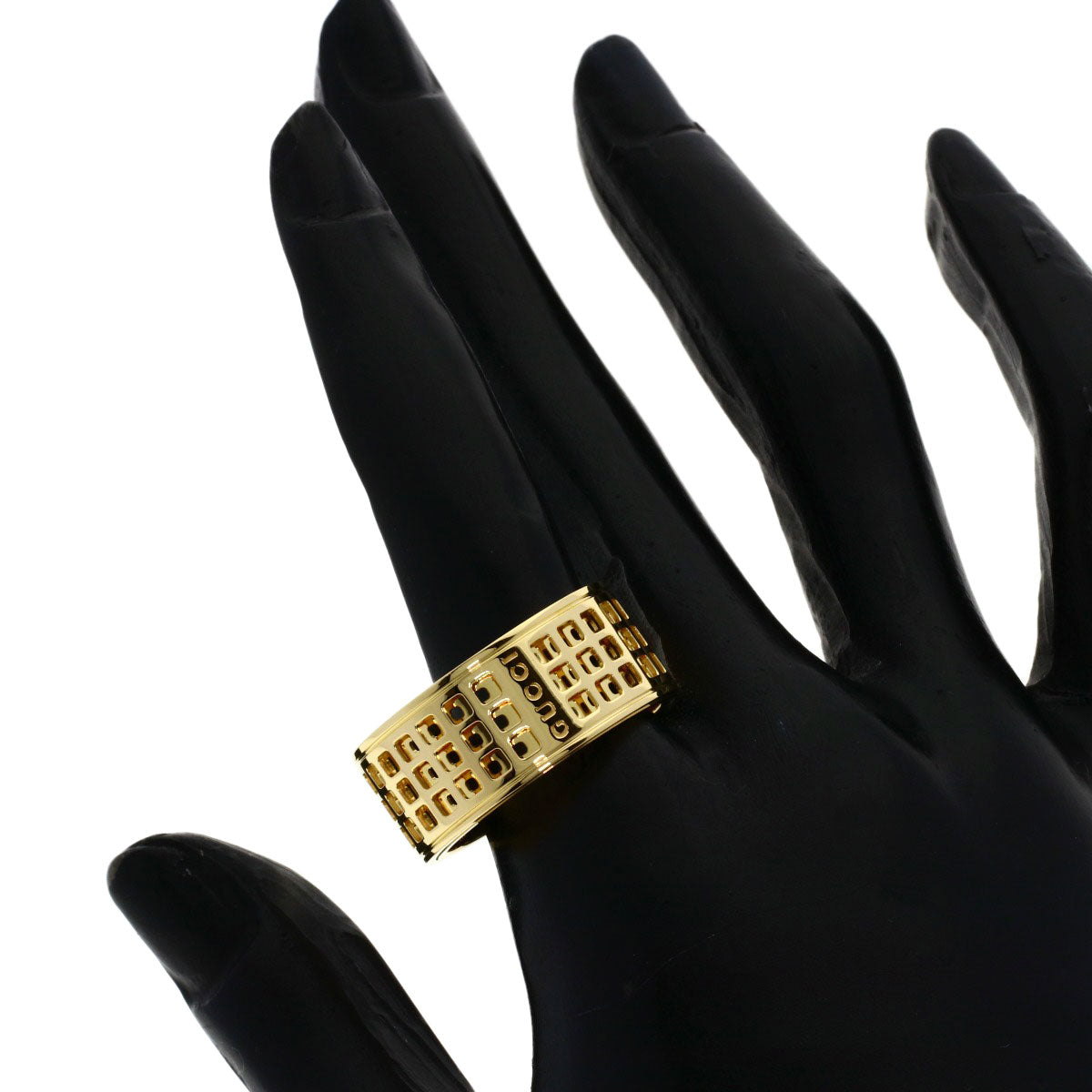 GUCCI Scroll Wide Ring K18 Yellow Gold Ladies [Used]