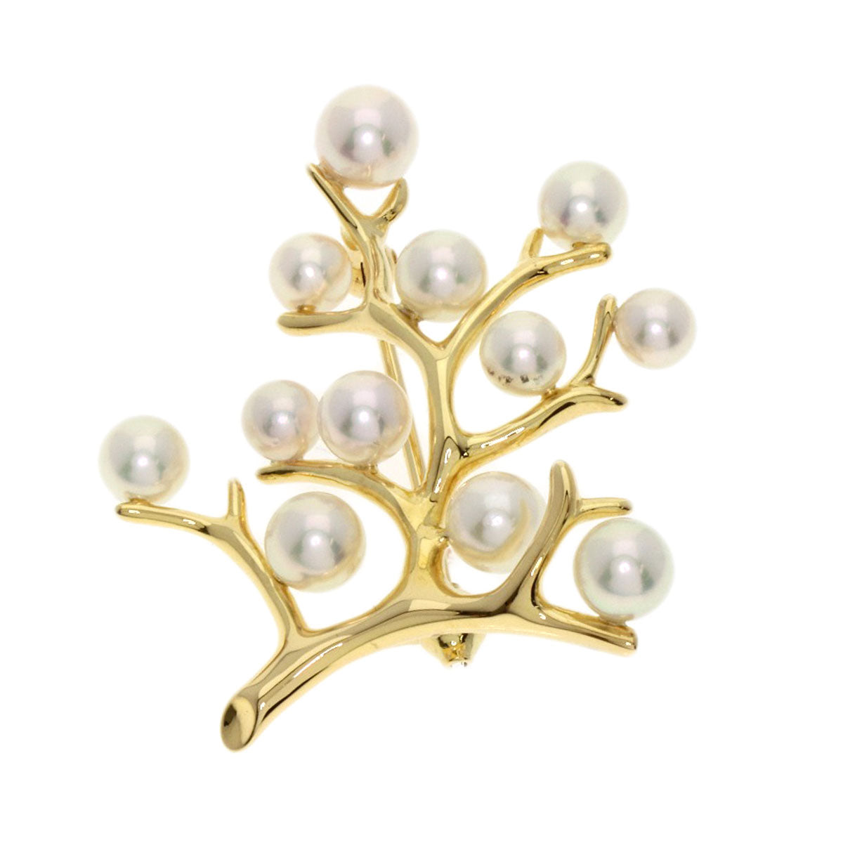 MIKIMOTO Tree of Happiness Pearl Pearl Brooch K18 Yellow Gold Ladies [Used]