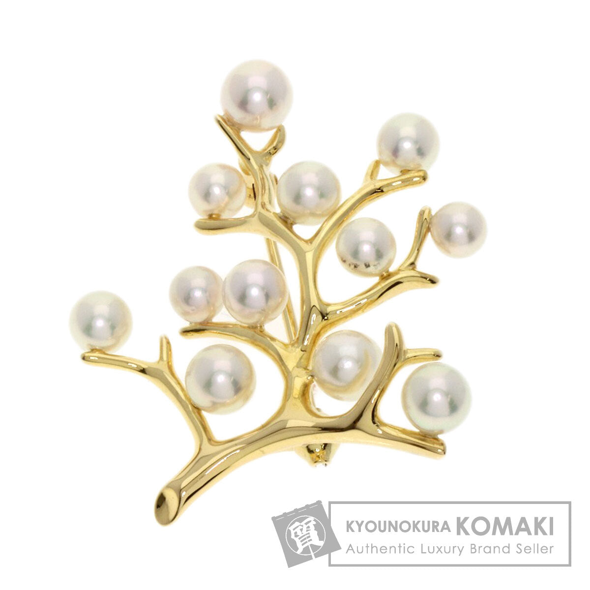 MIKIMOTO Tree of Happiness Pearl Pearl Brooch K18 Yellow Gold Ladies [Used]