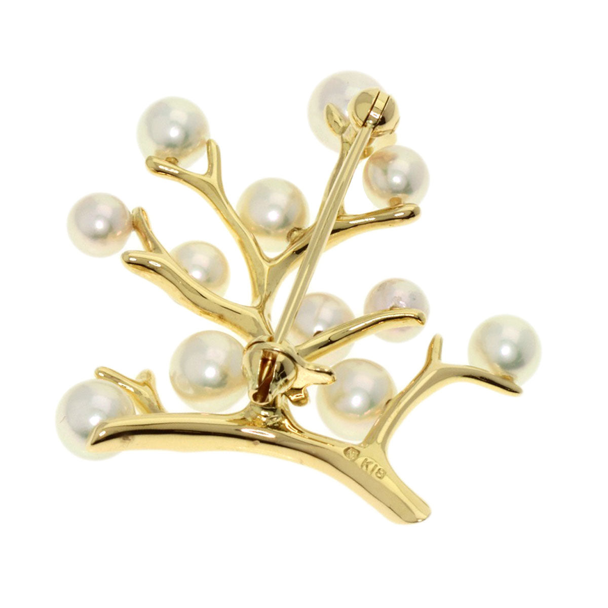 MIKIMOTO Tree of Happiness Pearl Pearl Brooch K18 Yellow Gold Ladies [Used]
