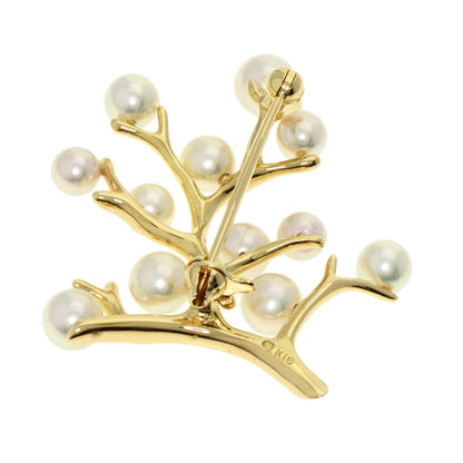 MIKIMOTO Tree of Happiness Pearl Pearl Brooch K18 Yellow Gold Ladies [Used]