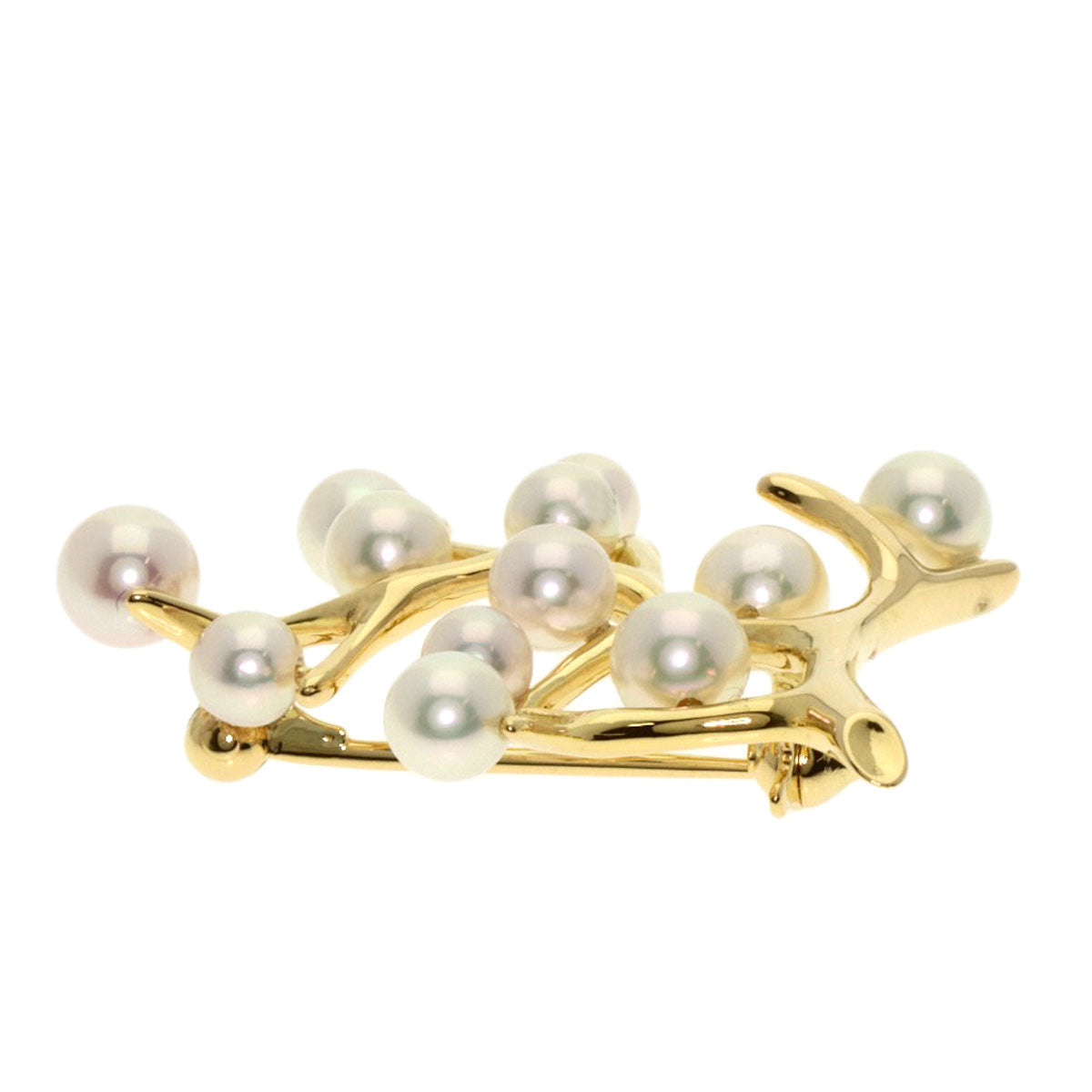 MIKIMOTO Tree of Happiness Pearl Pearl Brooch K18 Yellow Gold Ladies [Used]