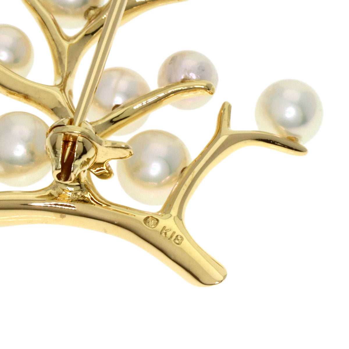 MIKIMOTO Tree of Happiness Pearl Pearl Brooch K18 Yellow Gold Ladies [Used]