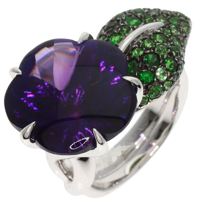CHANEL Camellia Amethyst Garnet #50 Ring K18 White Gold Ladies [Used]