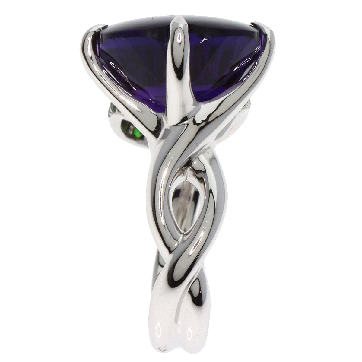 CHANEL Camellia Amethyst Garnet #50 Ring K18 White Gold Ladies [Used]