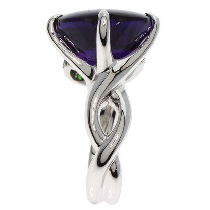 CHANEL Camellia Amethyst Garnet #50 Ring K18 White Gold Ladies [Used]