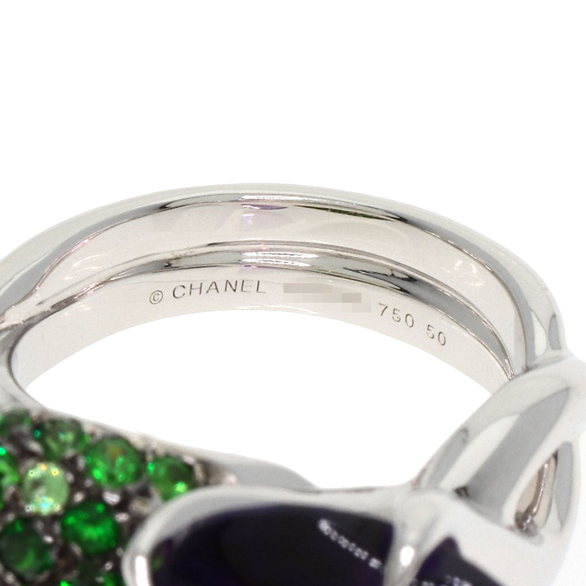 CHANEL Camellia Amethyst Garnet #50 Ring K18 White Gold Ladies [Used]