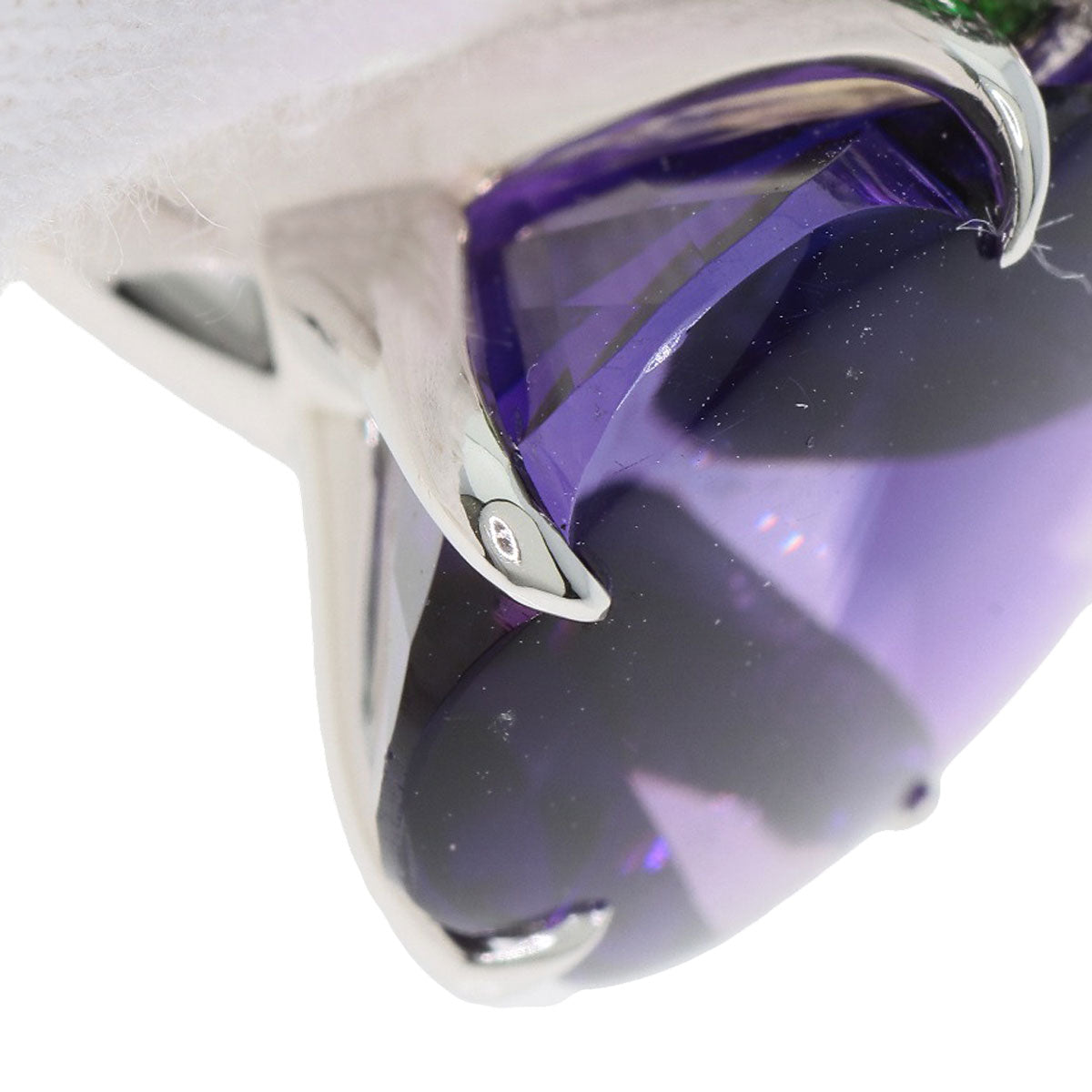 CHANEL Camellia Amethyst Garnet #50 Ring K18 White Gold Ladies [Used]