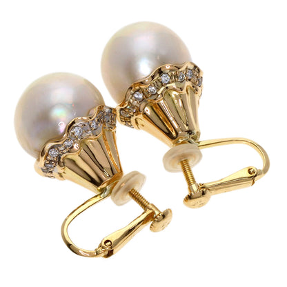 TASAKI Pearl Pearl Diamond Earring K18 Yellow Gold Ladies [Used]