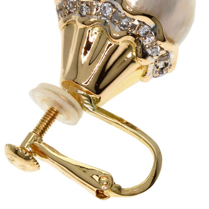TASAKI Pearl Pearl Diamond Earring K18 Yellow Gold Ladies [Used]
