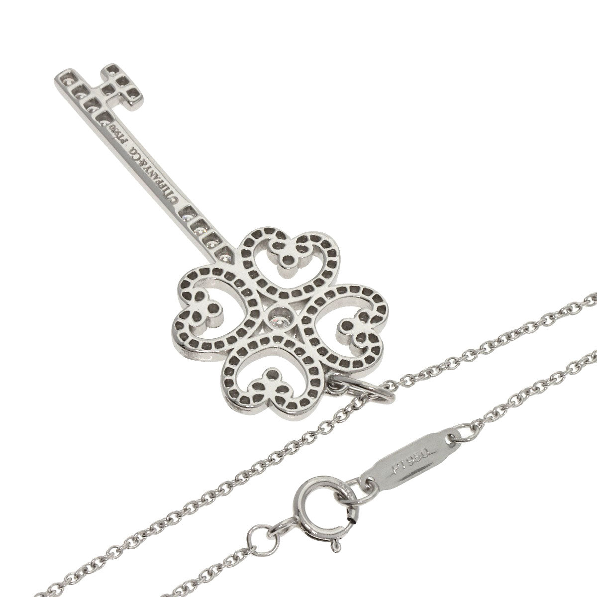 TIFFANY&Co. Quatra Heart Key Diamond Necklace Platinum PT950 Ladies [Used]