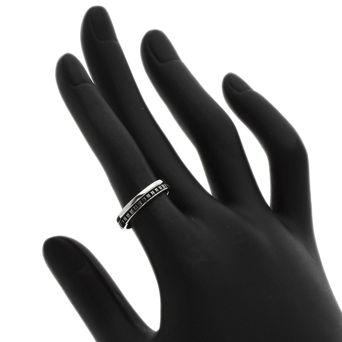 Boucheron Quatre Black Half #50 Ring K18 White Gold Ladies [Used]
