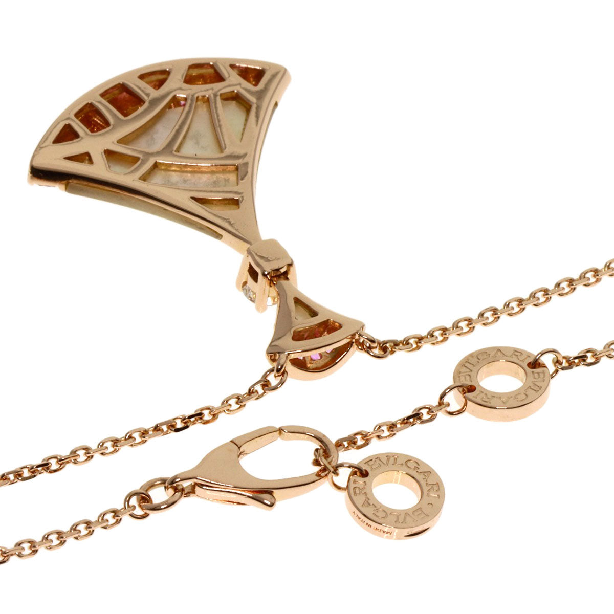 BVLGARI Diva Dream Shell Pink Sapphire 1P Diamond Necklace K18 Pink Gold Ladies [Used]