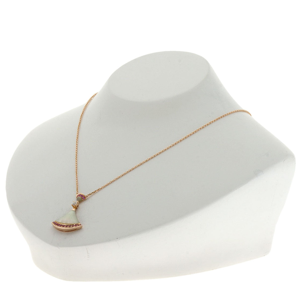 BVLGARI Diva Dream Shell Pink Sapphire 1P Diamond Necklace K18 Pink Gold Ladies [Used]