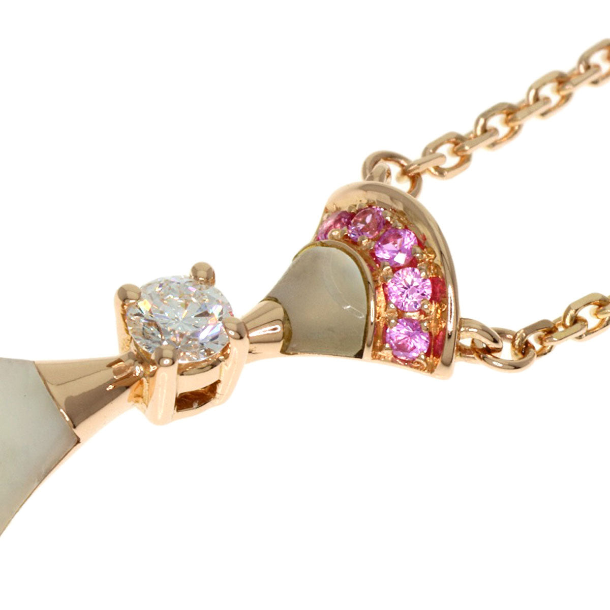 BVLGARI Diva Dream Shell Pink Sapphire 1P Diamond Necklace K18 Pink Gold Ladies [Used]