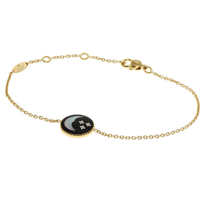 Dior Rose Devane Celeste Shell Onyx 1P Diamond Bracelet K18 Yellow Gold Ladies [Used]
