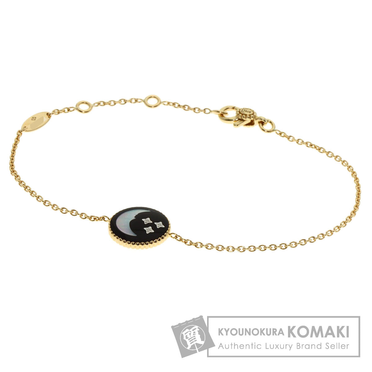 Dior Rose Devane Celeste Shell Onyx 1P Diamond Bracelet K18 Yellow Gold Ladies [Used]