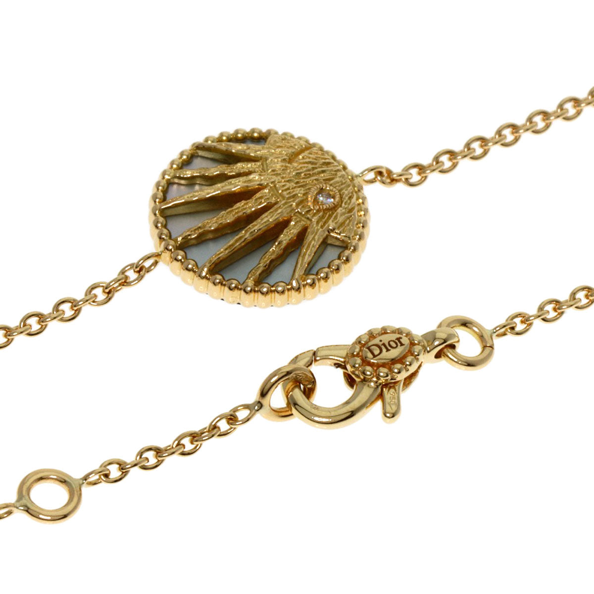 Dior Rose Devane Celeste Shell Onyx 1P Diamond Bracelet K18 Yellow Gold Ladies [Used]