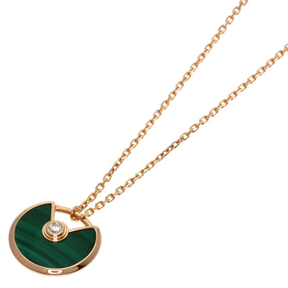 CARTIER Amulet Diamond Malachite Necklace K18 Pink Gold Ladies [Used]