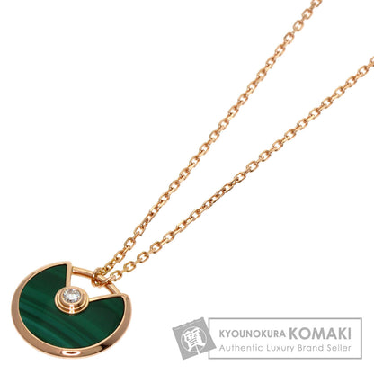 CARTIER Amulet Diamond Malachite Necklace K18 Pink Gold Ladies [Used]