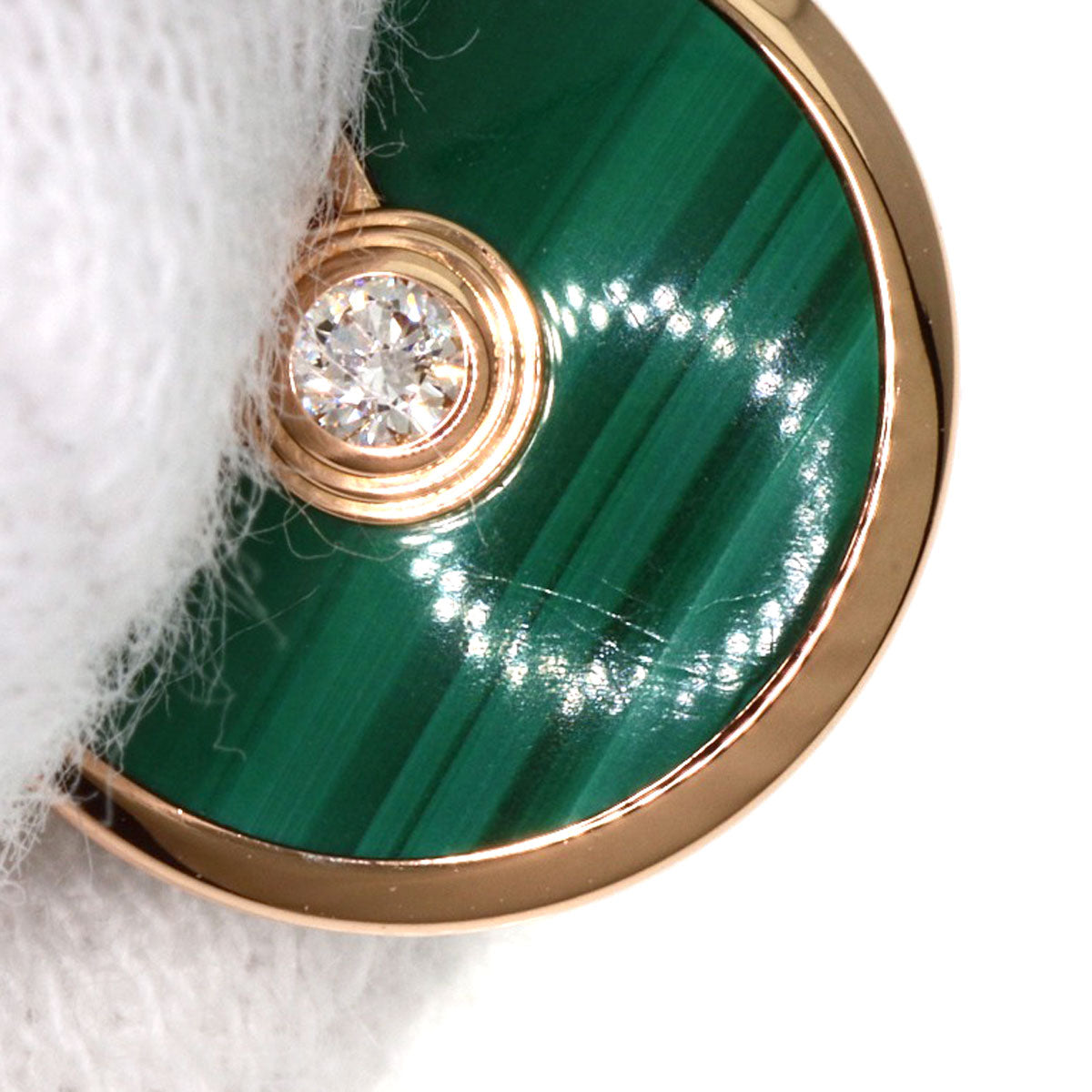 CARTIER Amulet Diamond Malachite Necklace K18 Pink Gold Ladies [Used]
