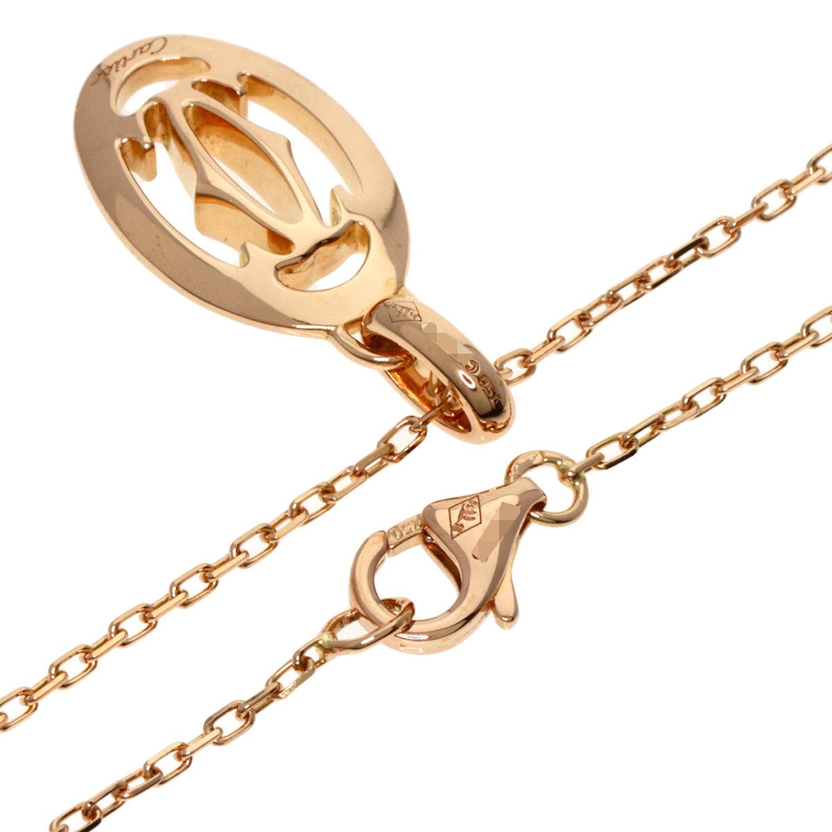 CARTIER Logo Double C Diamond Necklace K18 Pink Gold Ladies [Used]