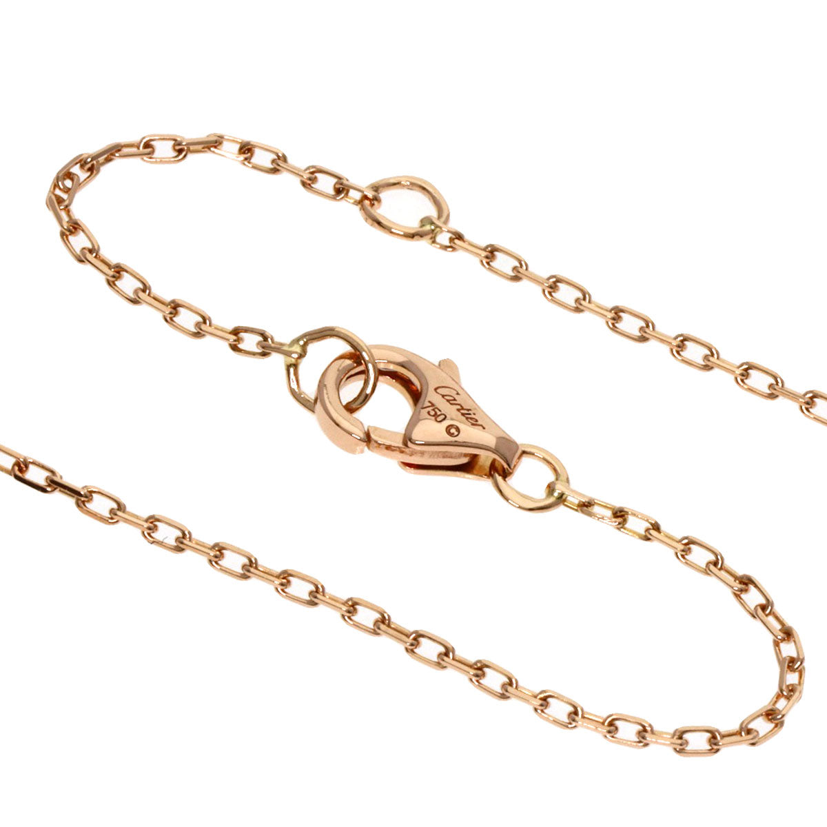 CARTIER Logo Double C Diamond Necklace K18 Pink Gold Ladies [Used]