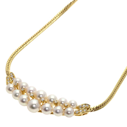 MIKIMOTO Akoya Pearl Pearl Diamond Necklace K18 Yellow Gold Ladies [Used]