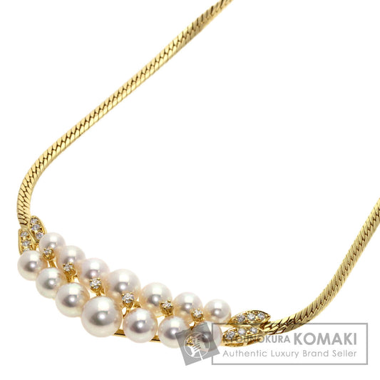 MIKIMOTO Akoya Pearl Pearl Diamond Necklace K18 Yellow Gold Ladies [Used]