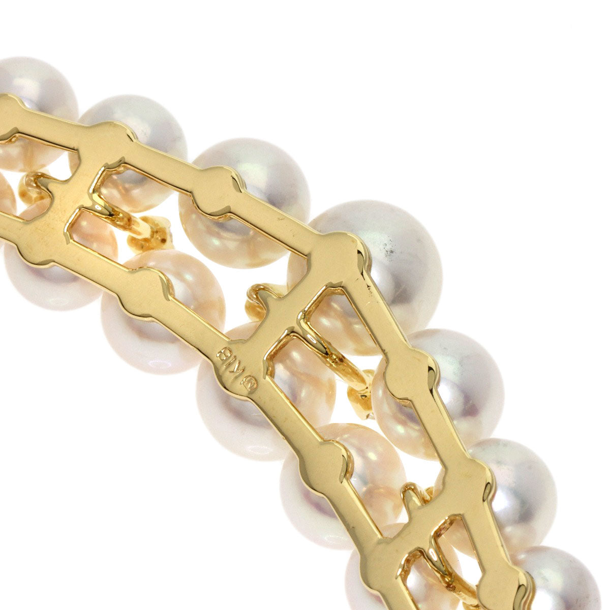 MIKIMOTO Akoya Pearl Pearl Diamond Necklace K18 Yellow Gold Ladies [Used]