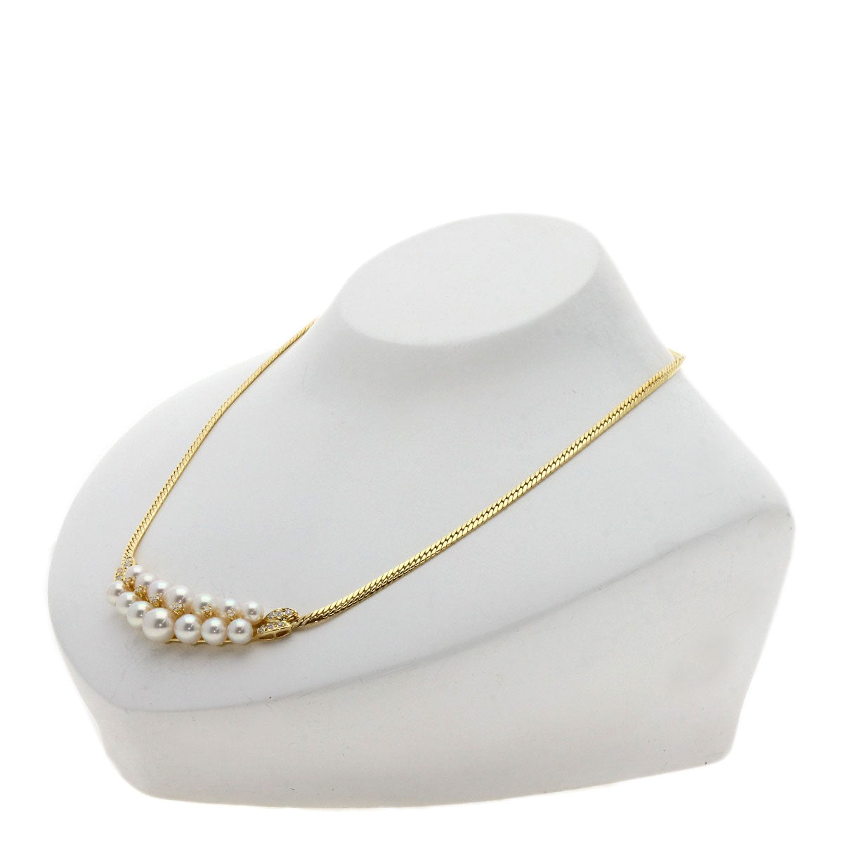 MIKIMOTO Akoya Pearl Pearl Diamond Necklace K18 Yellow Gold Ladies [Used]