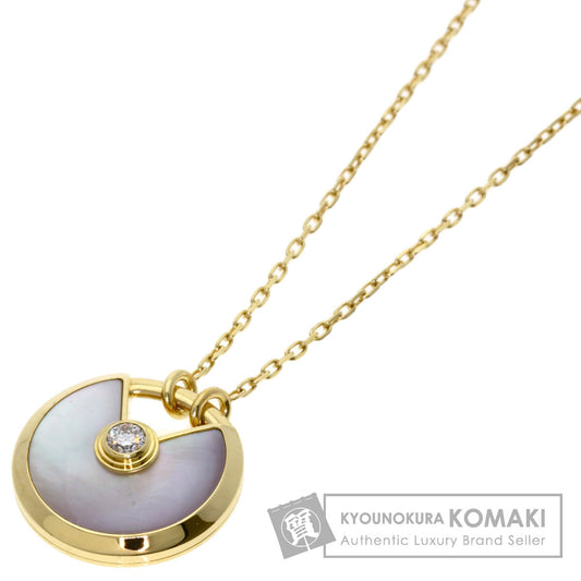 CARTIER Amulet Small White Shell Diamond Necklace K18 Yellow Gold Ladies [Used]