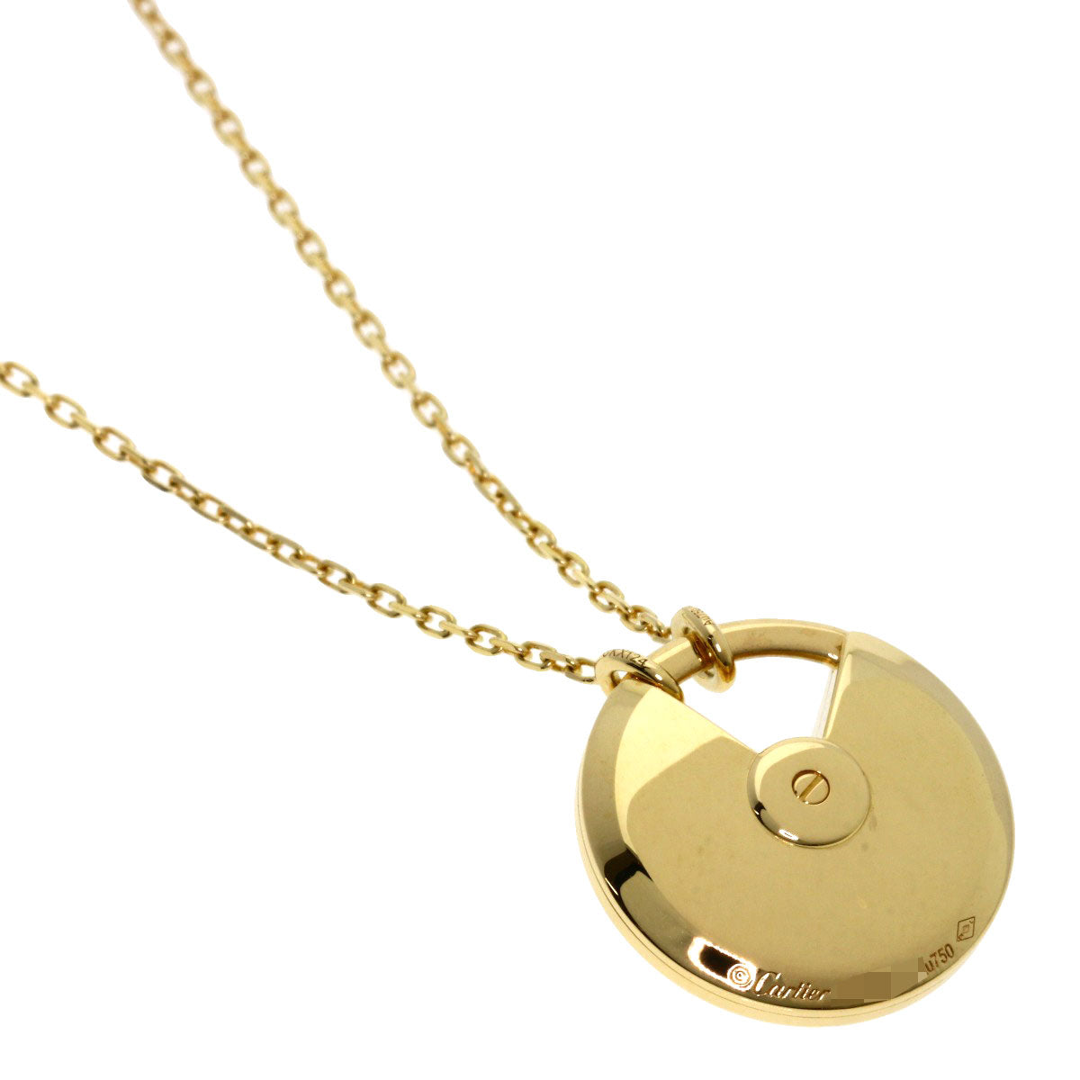 CARTIER Amulet Small White Shell Diamond Necklace K18 Yellow Gold Ladies [Used]