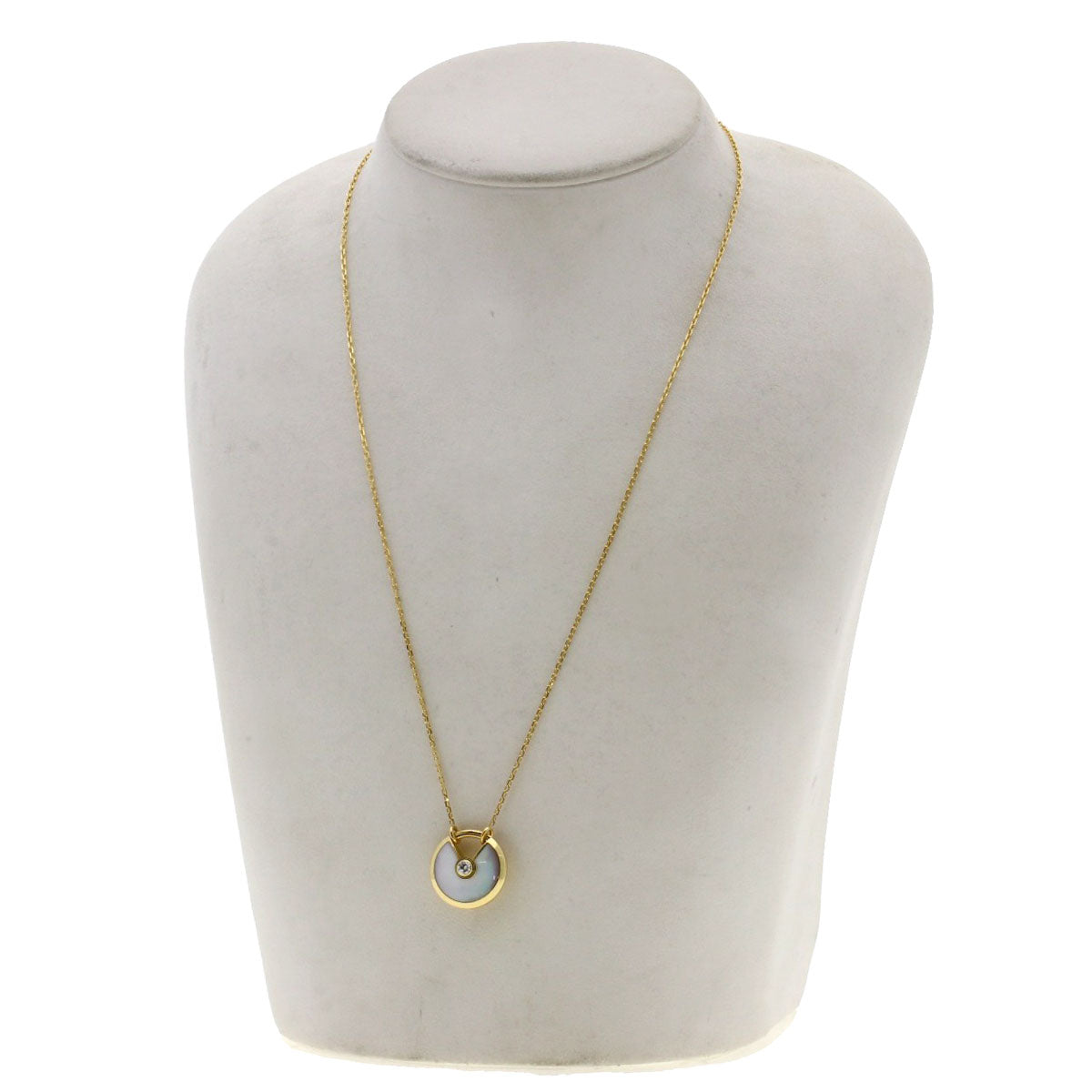 CARTIER Amulet Small White Shell Diamond Necklace K18 Yellow Gold Ladies [Used]