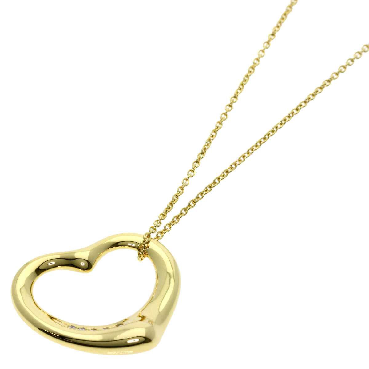 TIFFANY&Co. Open Heart 5P Diamond Necklace K18 Yellow Gold Ladies [Used]