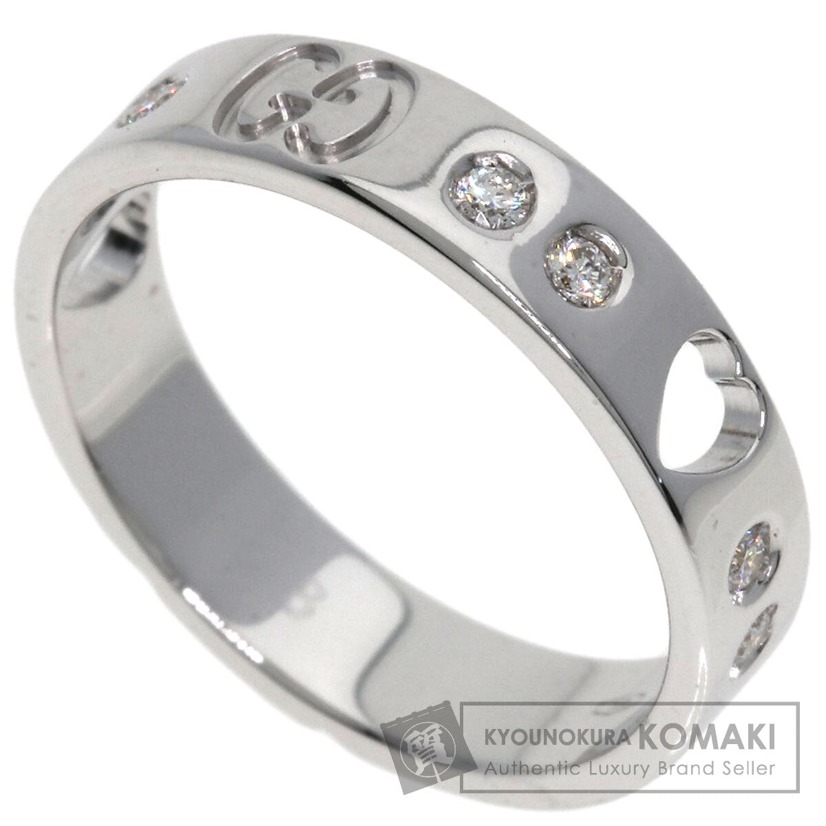 GUCCI Amor Heart 10P Diamond #8 Ring K18 White Gold Ladies [Used]
